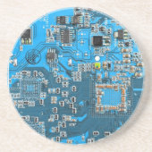 Dessous De Verre En Grès Carte de circuit Geek d'ordinateur bleu (Devant)