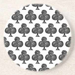 Dessous De Verre En Grès Carte de Jeu Noir Symbole Club Forme Lino Coupe