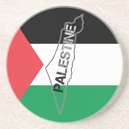 Dessous De Verre En Grès Carte de la Palestine libre sur le drapeau palesti (Devant)