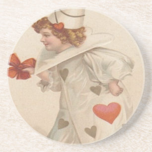 Dessous De Verre En Grès Carte de la Saint-Valentin de clown rétro vintage