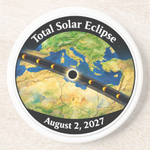 Dessous De Verre En Grès Carte de l'éclipse solaire totale 2027