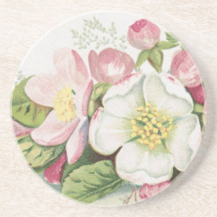 Dessous De Verre En Grès Carte de Noël vintage rétro, fleurs de pommier