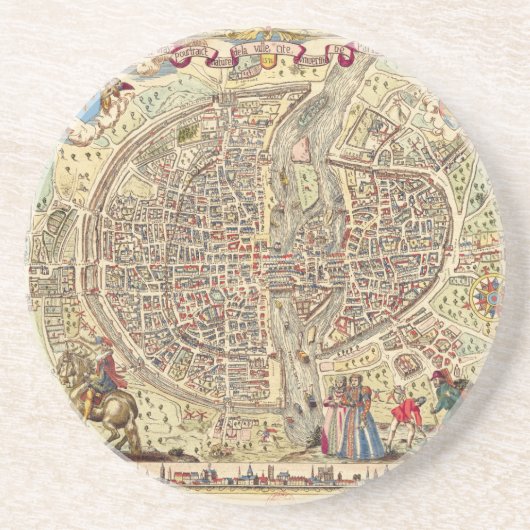Dessous De Verre En Grès Carte de Paris, 1576 (Devant)