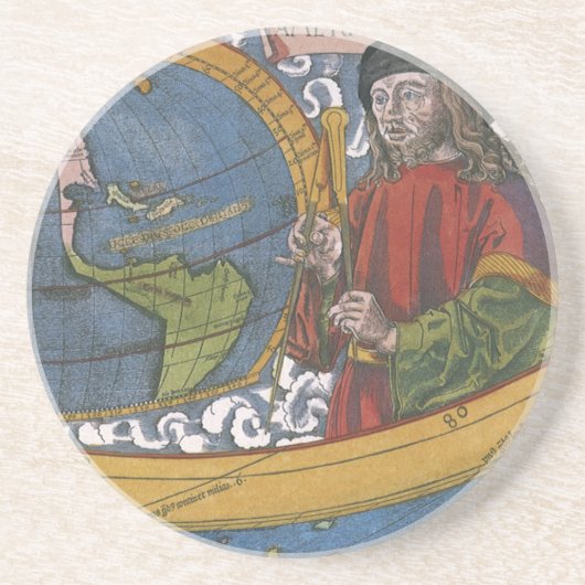 Dessous De Verre En Grès Carte des Amériques avec Explorer Amerigo Vespucci (Devant)