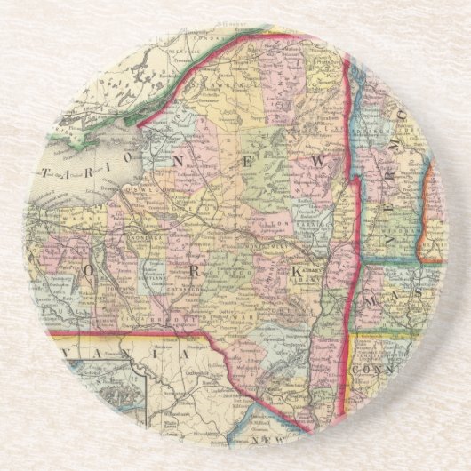 Dessous De Verre En Grès Carte Des États De New York (Devant)