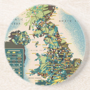 Dessous De Verre En Grès Carte des ressources de la Grande-Bretagne vintage