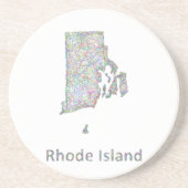 Dessous De Verre En Grès Carte d'Île de Rhode (Devant)