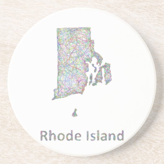Dessous De Verre En Grès Carte d'Île de Rhode (Devant)