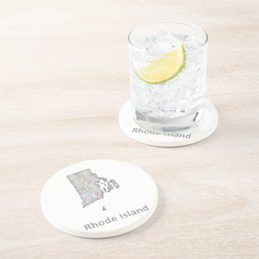 Dessous De Verre En Grès Carte d'Île de Rhode (Côté)