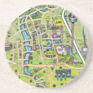 Dessous De Verre En Grès Carte du centre-ville de San Antonio