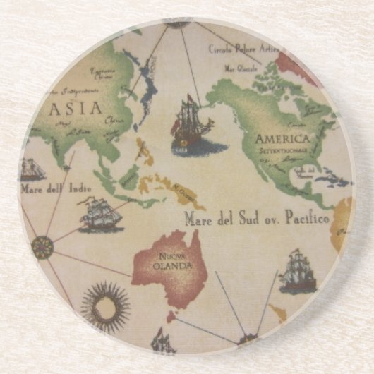 Dessous De Verre En Grès Carte du monde (Devant)