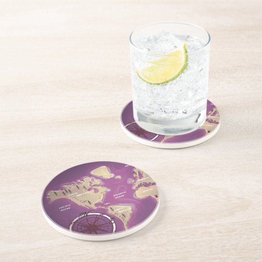 Dessous De Verre En Grès Carte du monde (Côté)