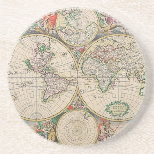 Dessous De Verre En Grès Carte du monde antique (Devant)