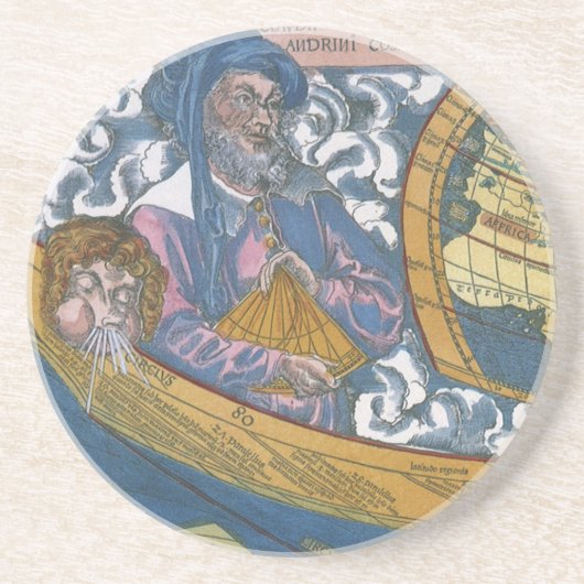 Dessous De Verre En Grès Carte du monde antique avec Claudius Ptolemy, 1507 (Devant)