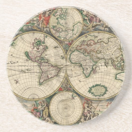 Dessous De Verre En Grès Carte du monde antique Boisson (Devant)