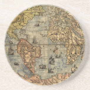 Dessous De Verre En Grès Carte du monde Atlas historique Vintage