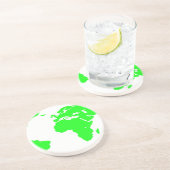 Dessous De Verre En Grès Carte du monde blanc vert (Côté)