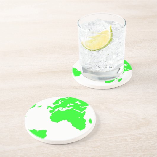 Dessous De Verre En Grès Carte du monde blanc vert (Côté)