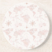 Dessous De Verre En Grès Carte du monde rose (Devant)