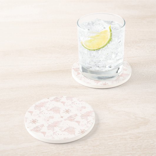 Dessous De Verre En Grès Carte du monde rose (Côté)