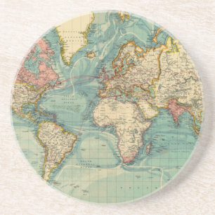 Dessous De Verre En Grès Carte du monde vintage