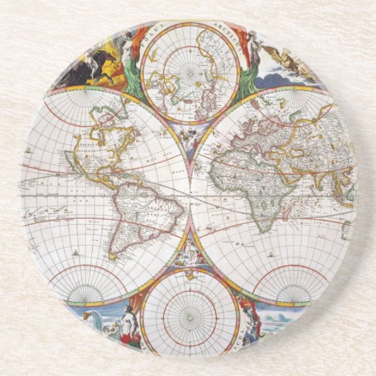 Dessous De Verre En Grès CARTE du MONDE, XVIIème siècle (Devant)