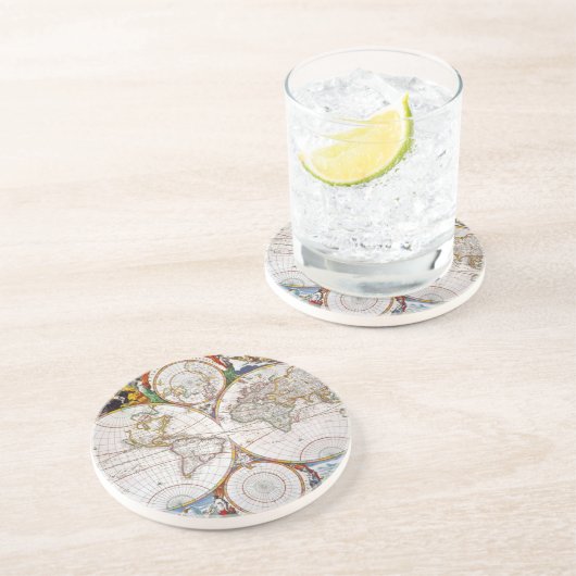 Dessous De Verre En Grès CARTE du MONDE, XVIIème siècle (Côté)