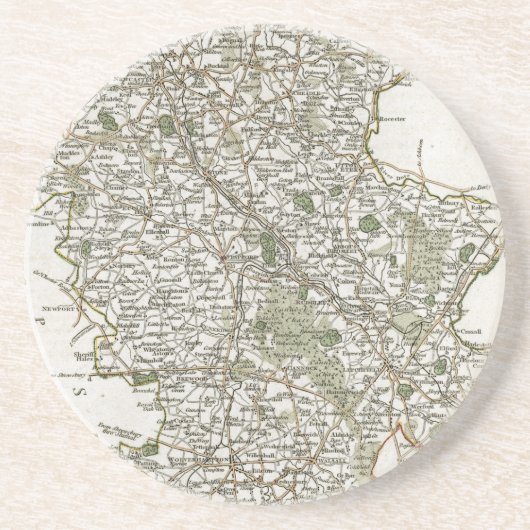 DESSOUS DE VERRE EN GRÈS CARTE DU STAFFORDSHIRE, 1793 (Devant)