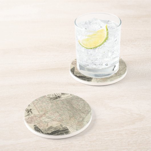 Dessous De Verre En Grès Carte du Texas aux frontières du comté (Côté)