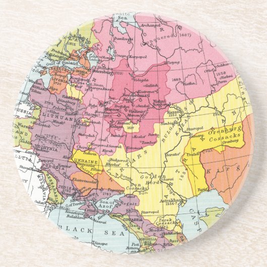 DESSOUS DE VERRE EN GRÈS CARTE : EXPANSION DE LA RUSSIE (Devant)