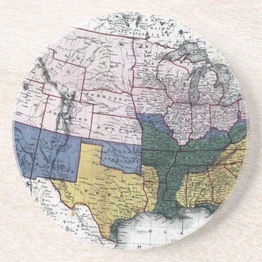 DESSOUS DE VERRE EN GRÈS CARTE : GUERRE CIVILE, 1864 (Devant)