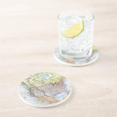 DESSOUS DE VERRE EN GRÈS CARTE : L'AMÉRIQUE DU NORD, 1890 (Côté)