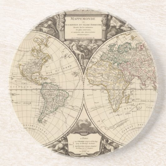 Dessous De Verre En Grès Carte mondiale 9 (Devant)