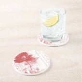 Dessous De Verre En Grès Carte postale Rose rouge (Côté)