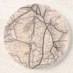 Dessous De Verre En Grès Carte vintage de chemin de fer de Boston et de