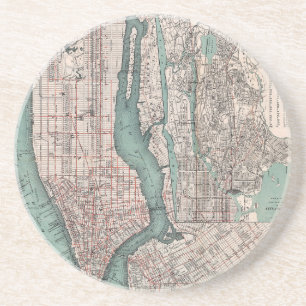 Dessous De Verre En Grès Carte vintage de New York (1897)