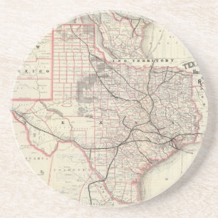 Dessous De Verre En Grès Carte vintage du système de chemin de fer du Texas