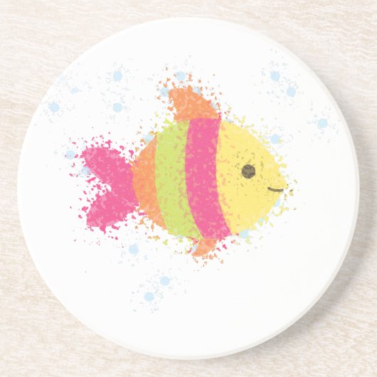 Dessous De Verre En Grès Carton de poisson mignon (Devant)