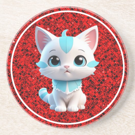 Dessous De Verre En Grès Cartoon Cute Kitten 3D Design-38063 (Devant)