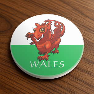 Dessous De Verre En Grès Cartoon mignon Dragon Wales Welsh Baby Red Dragon