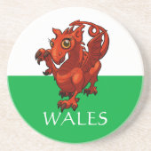 Dessous De Verre En Grès Cartoon mignon Dragon Wales Welsh Baby Red Dragon (Devant)