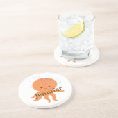 Dessous De Verre En Grès Cartoon octopus mou Nom Customisé (Côté)