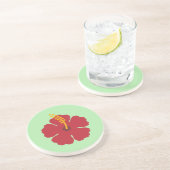 Dessous De Verre En Grès Cartoon rouge Hibiscus simple (Côté)