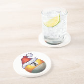 Dessous De Verre En Grès casquette rouge de Noël à 9 balles (Côté)