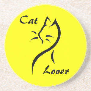 Dessous De Verre En Grès Cat Lover, Stylized Cat Sandstone Coaster