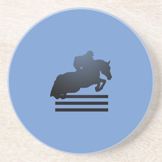 Dessous De Verre En Grès  Cavalier franchissant un obstacle.     (Devant)