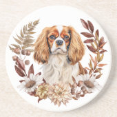 Dessous De Verre En Grès Cavalier King Charles Spaniel Automne Wreath (Devant)