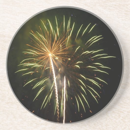 Dessous De Verre En Grès Célébration de vacances de feux d'artifice verts e (Devant)