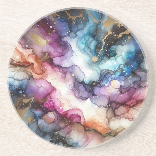 Dessous De Verre En Grès Celestial Alcohol Ink (Devant)