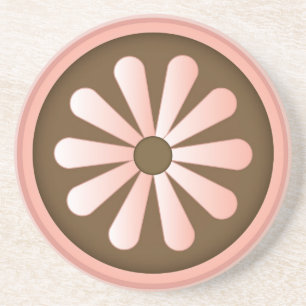 Dessous De Verre En Grès Cercle de fleur marron rose